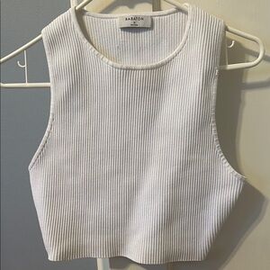 Babaton White Ribbed Women's Top